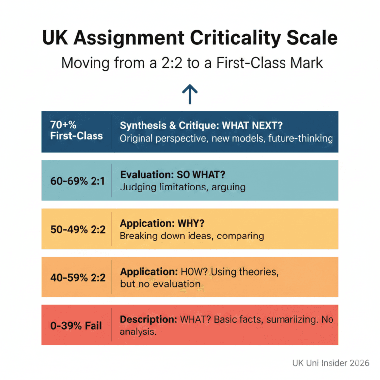 Hierarchy of critical thinking for UK university assignments