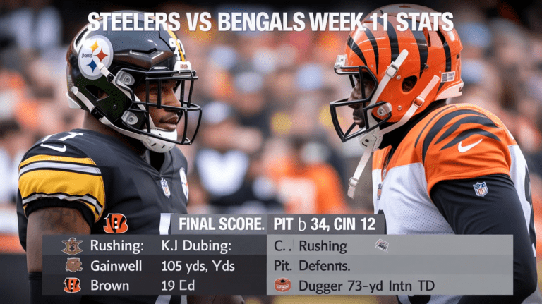 Pittsburgh Steelers vs Bengals Match Player Stats