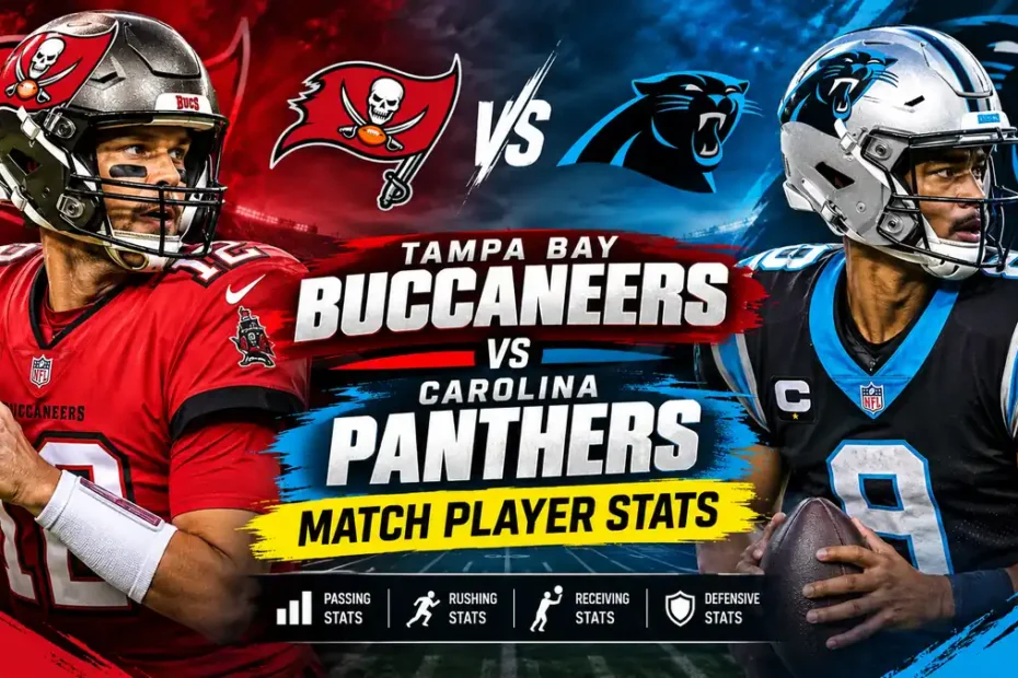 Tampa Bay Buccaneers vs Carolina Panthers match player stats featuring both NFL teams and their player performance comparison.
